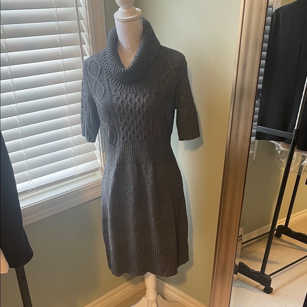 LOFT Charcoal Cowl Neck Sweater Dress